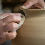 Matthew Blakely at work in his workshop 2017 - Throwing